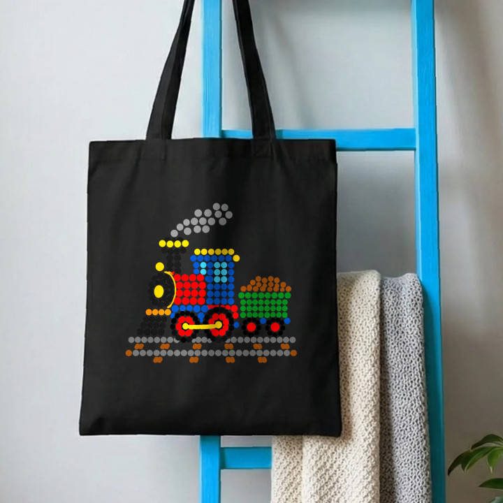 Tren din puncte - ziua punctului - sacoșă de bumbac