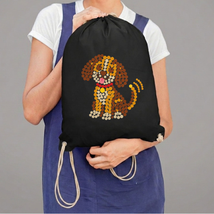 Cățel din puncte - ziua punctului - sac cu șnur