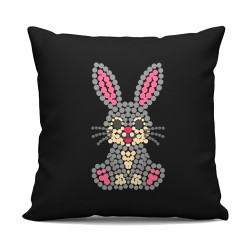 Iepuraș din puncte - ziua punctului - pernă neagră pentru cadou