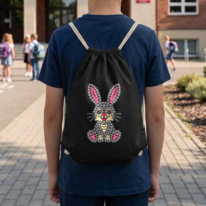Iepuraș din puncte - ziua punctului - sac cu șnur