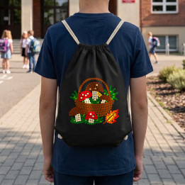 Coș cu ciuperci din puncte - ziua punctului - sac cu șnur