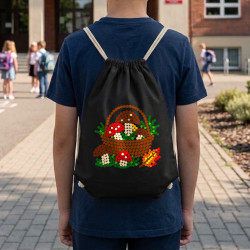 Coș cu ciuperci din puncte - ziua punctului - sac cu șnur