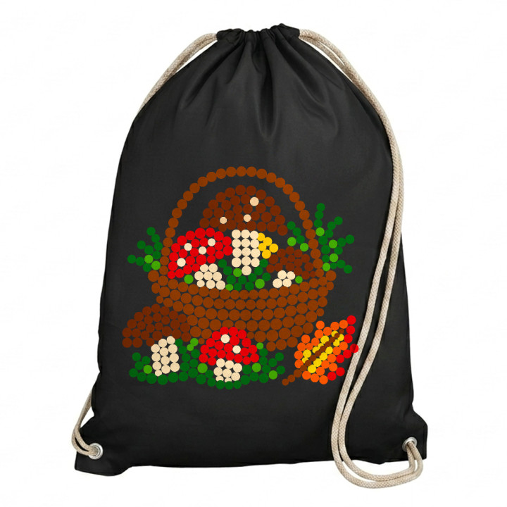 Coș cu ciuperci din puncte - ziua punctului - sac cu șnur