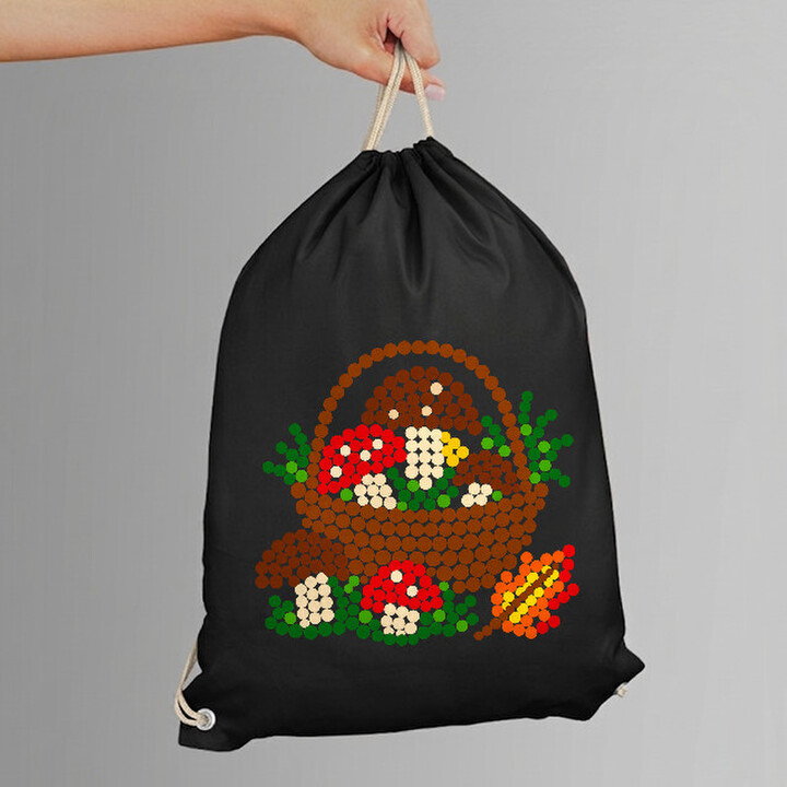 Coș cu ciuperci din puncte - ziua punctului - sac cu șnur