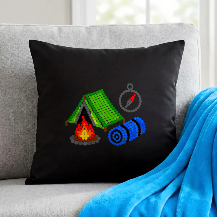 Camping din puncte - ziua punctului - pernă neagră pentru cadou