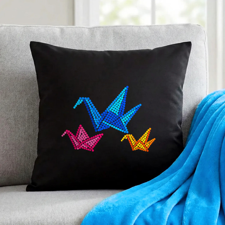 Origami din puncte - ziua punctului - pernă neagră pentru cadou
