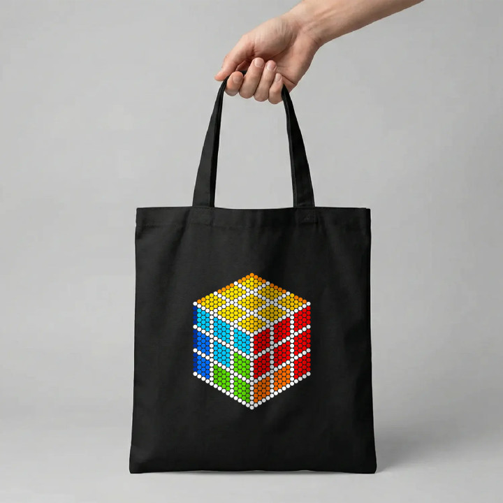 Cub logic din puncte - ziua punctului - sacoșă de bumbac