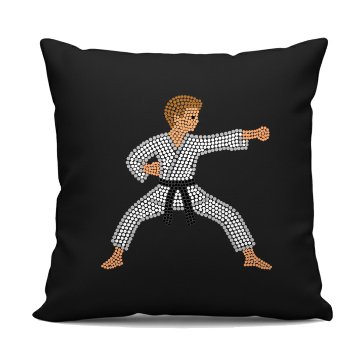 Karateka din puncte - ziua punctului - pernă neagră pentru cadou