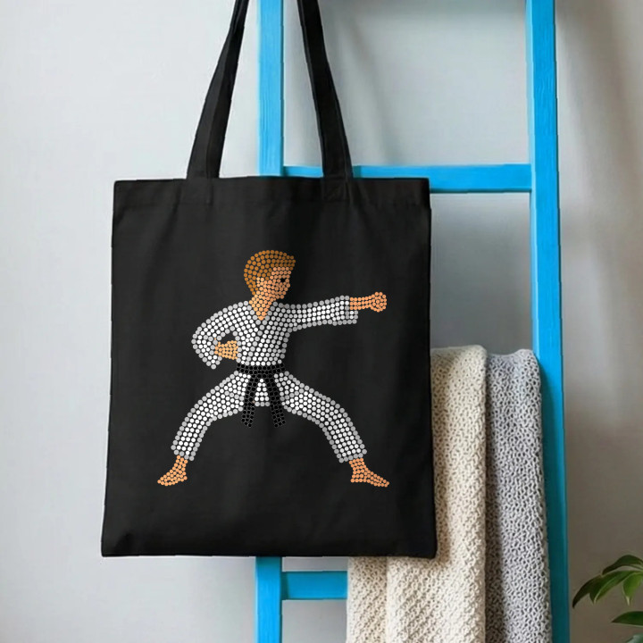 Karateka din puncte - ziua punctului - sacoșă de bumbac