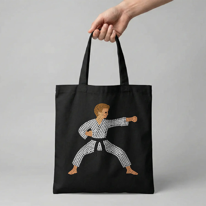 Karateka din puncte - ziua punctului - sacoșă de bumbac