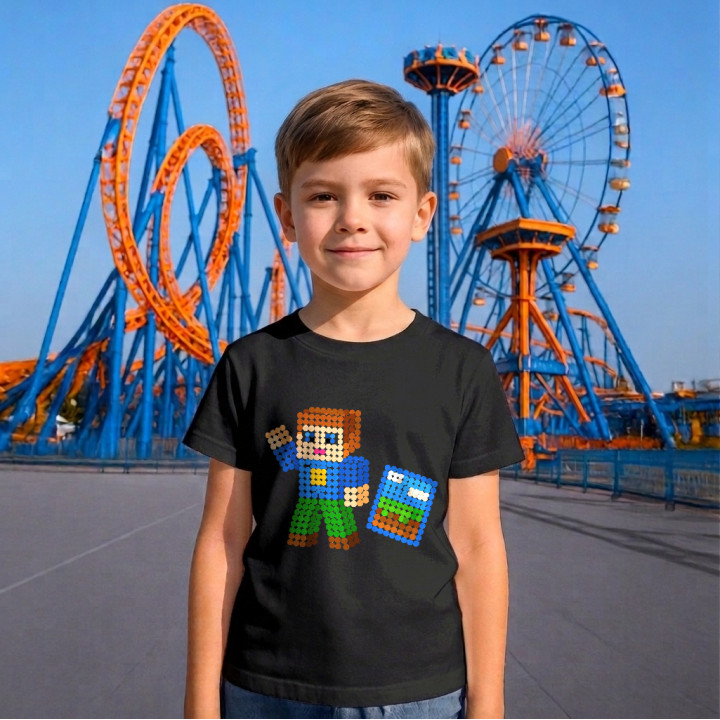 Jucător cu blocuri din puncte - ziua punctului - tricou pentru copii - inspirat de Roblox