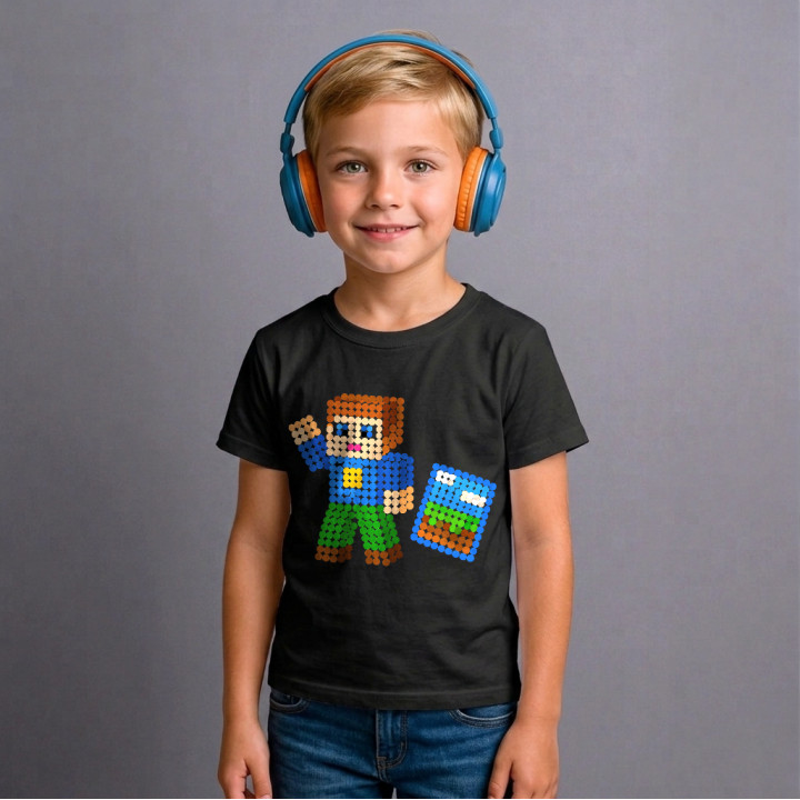 Jucător cu blocuri din puncte - ziua punctului - tricou pentru copii - inspirat de Roblox