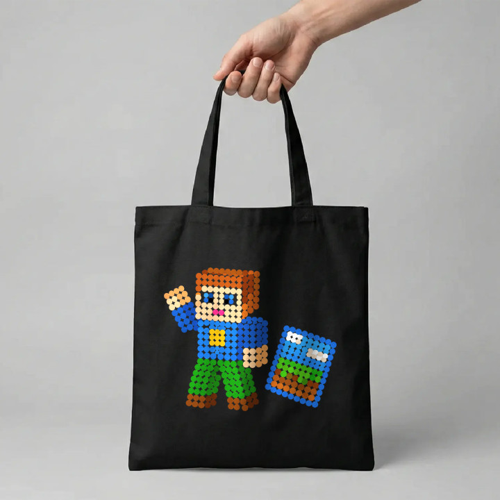 Jucător cu blocuri din puncte - ziua punctului - sacoșă de bumbac - inspirat de Roblox