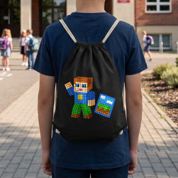 Jucător cu blocuri din puncte - ziua punctului - sac cu șnur - inspirat de Roblox