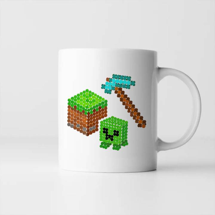 Lume din blocuri din puncte - ziua punctului - cană - inspirat de Minecraft