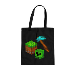 Lume din blocuri din puncte - ziua punctului - sacoșă de bumbac - inspirat de Minecraft