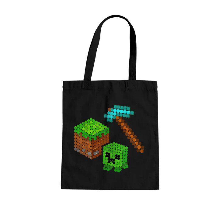 Lume din blocuri din puncte - ziua punctului - sacoșă de bumbac - inspirat de Minecraft