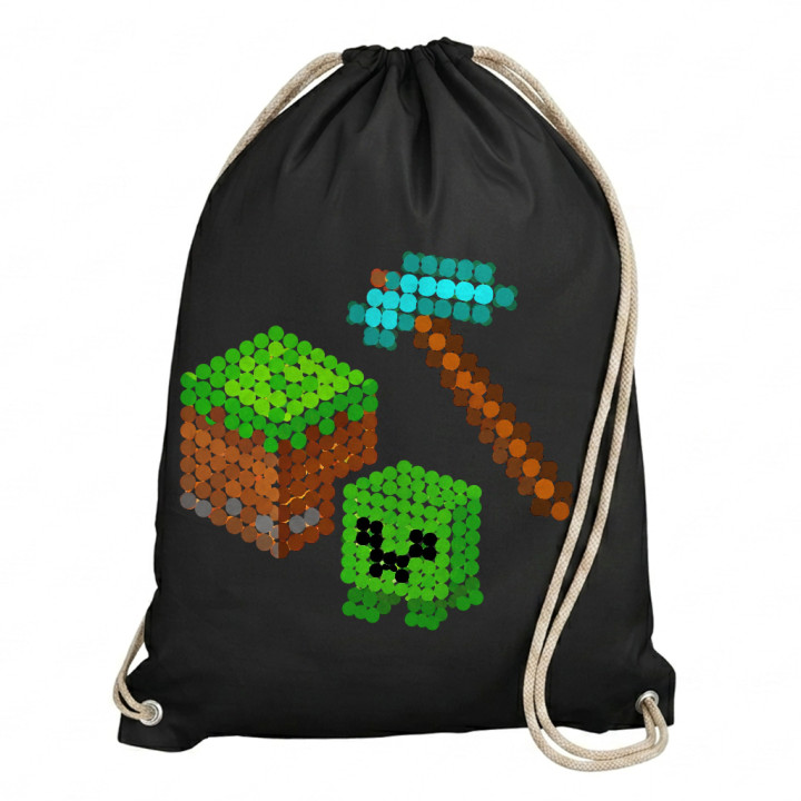 Lume din blocuri din puncte - ziua punctului - sac cu șnur - inspirat de Minecraft