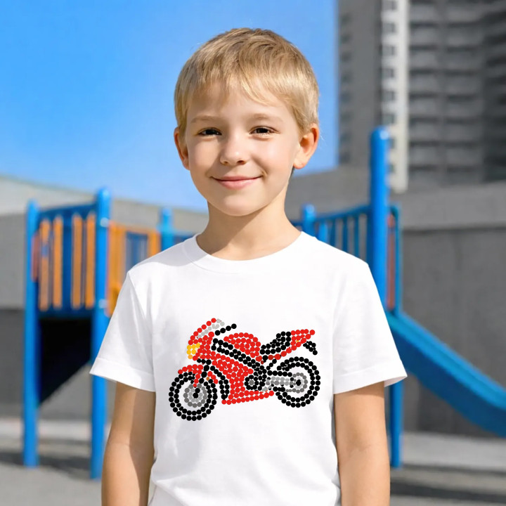 Motocicletă din puncte - ziua punctului - tricou pentru copii