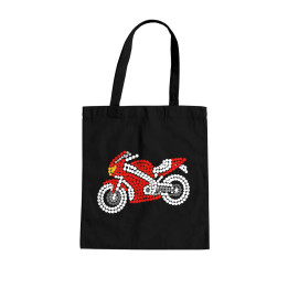 Motocicletă din puncte - ziua punctului - sacoșă de bumbac
