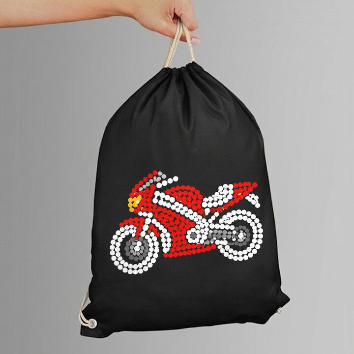 Motocicletă din puncte - ziua punctului - sac cu șnur
