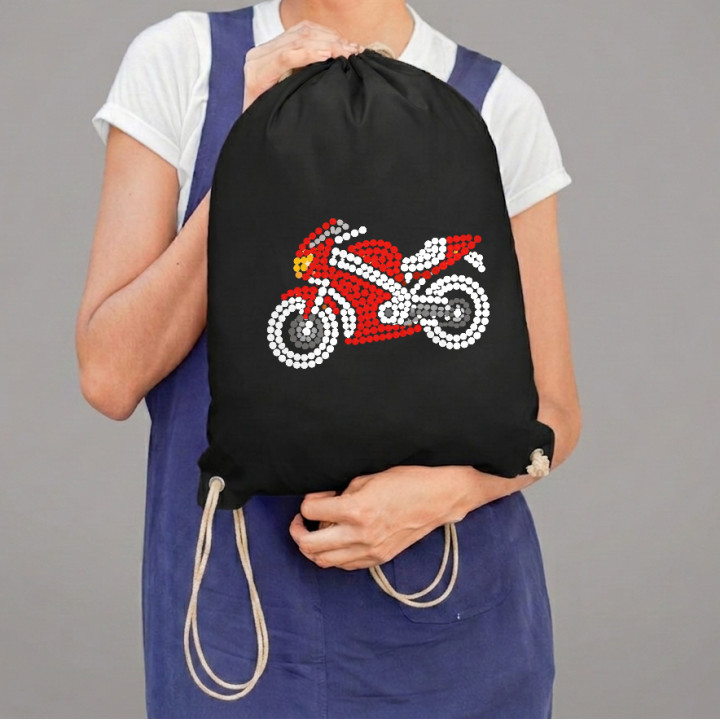 Motocicletă din puncte - ziua punctului - sac cu șnur