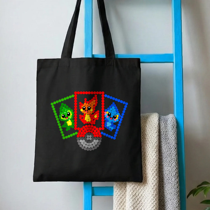 Cărți de colecție din puncte - ziua punctului - sacoșă de bumbac - inspirat de Pokémon