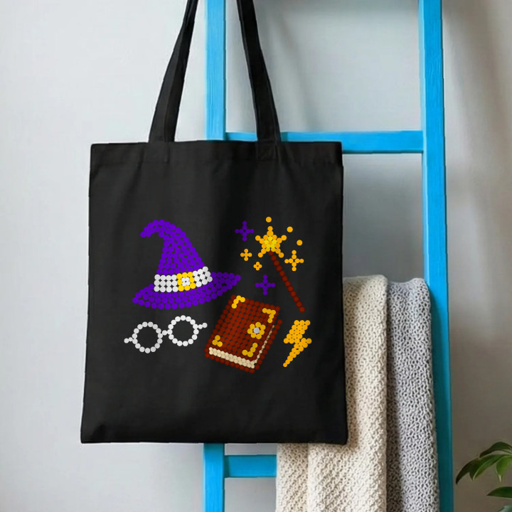 Vrăji și magie din puncte - ziua punctului - sacoșă de bumbac - inspirat de Harry Potter
