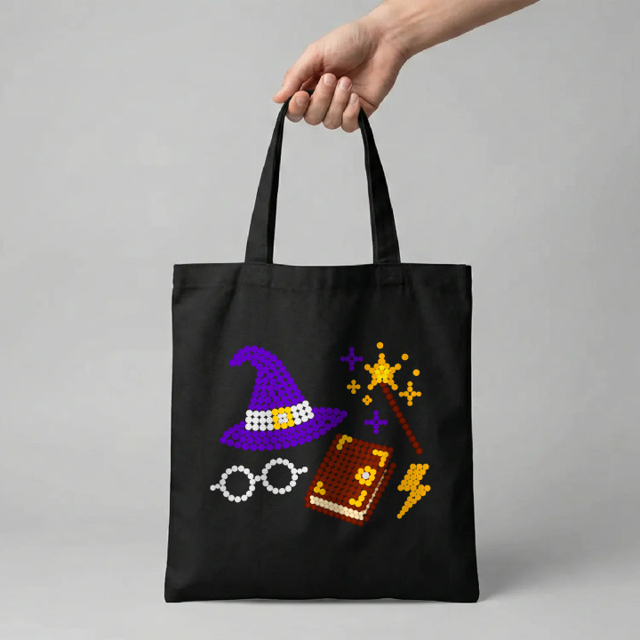 Vrăji și magie din puncte - ziua punctului - sacoșă de bumbac - inspirat de Harry Potter