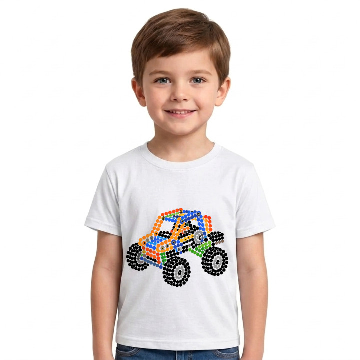 Mașină din piese de construcție din puncte - ziua punctului - tricou pentru copii - inspirat de LEGO Technic