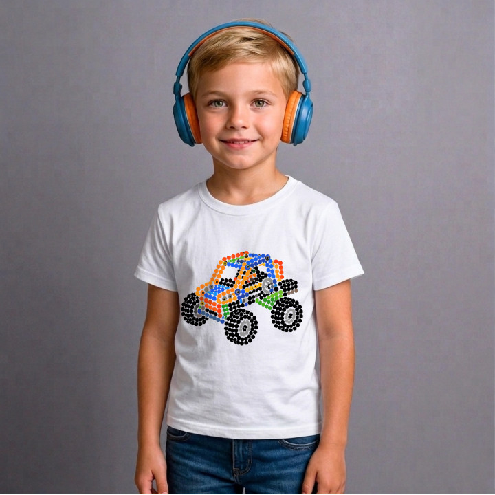 Mașină din piese de construcție din puncte - ziua punctului - tricou pentru copii - inspirat de LEGO Technic