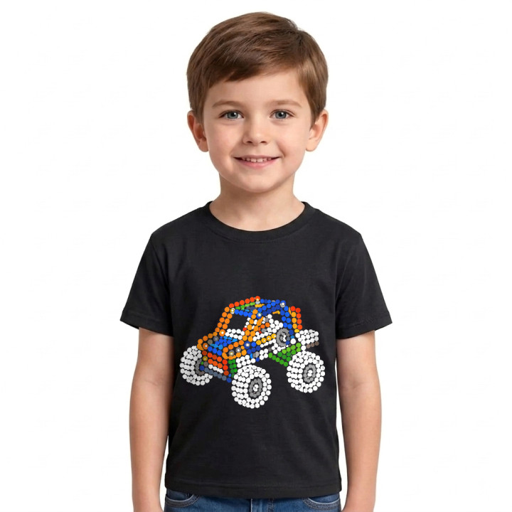 Mașină din piese de construcție din puncte - ziua punctului - tricou pentru copii - inspirat de LEGO Technic