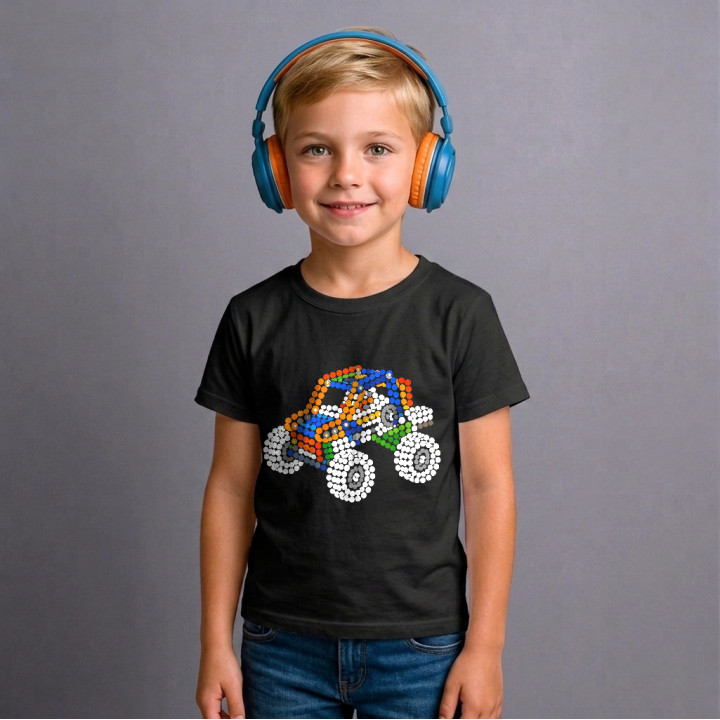 Mașină din piese de construcție din puncte - ziua punctului - tricou pentru copii - inspirat de LEGO Technic