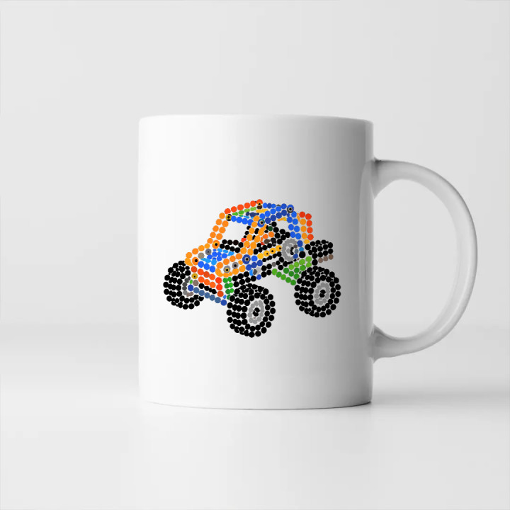 Mașină din piese de construcție din puncte - ziua punctului - cană - inspirat de LEGO Technic