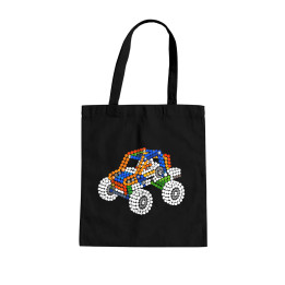 Mașină din piese de construcție din puncte - ziua punctului - sacoșă de bumbac - inspirat de LEGO Technic