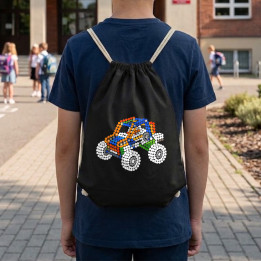 Mașină din piese de construcție din puncte - ziua punctului - sac cu șnur - inspirat de LEGO Technic