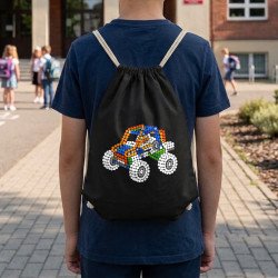 Mașină din piese de construcție din puncte - ziua punctului - sac cu șnur - inspirat de LEGO Technic