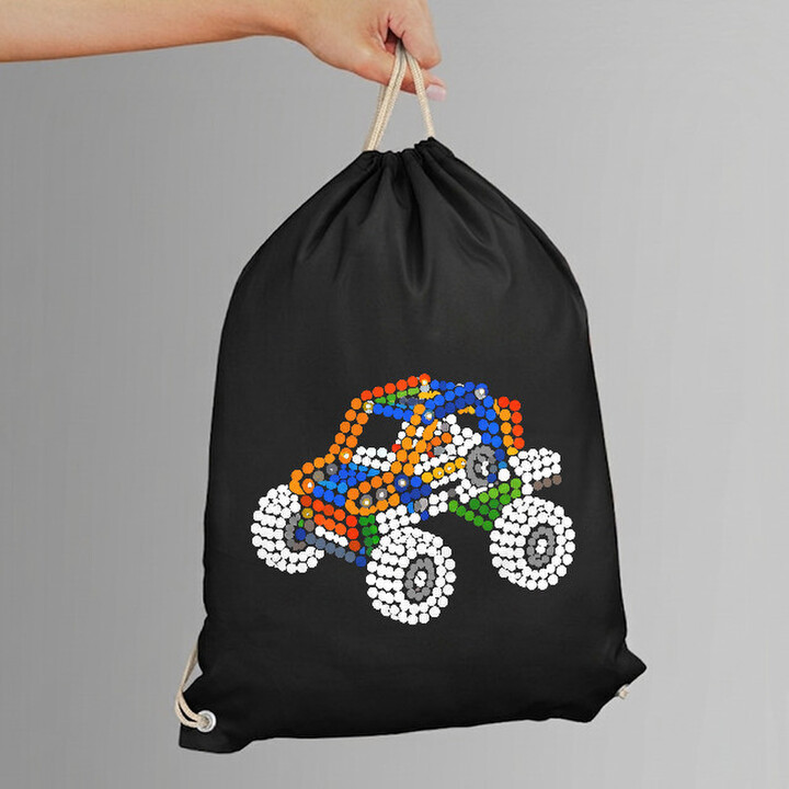 Mașină din piese de construcție din puncte - ziua punctului - sac cu șnur - inspirat de LEGO Technic