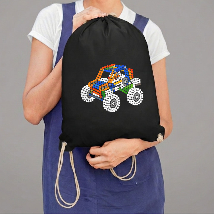 Mașină din piese de construcție din puncte - ziua punctului - sac cu șnur - inspirat de LEGO Technic