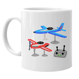 Modele de avioane din puncte - ziua punctului - cană