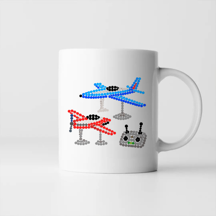 Modele de avioane din puncte - ziua punctului - cană