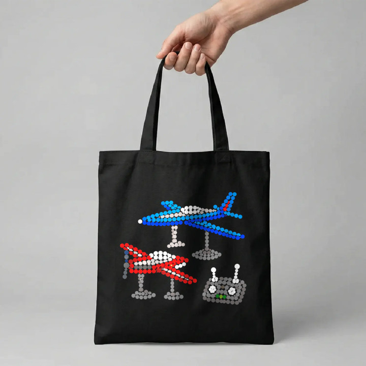 Modele de avioane din puncte - ziua punctului - sacoșă de bumbac