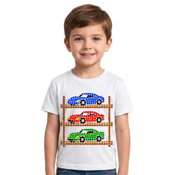 Modele de mașini din puncte - ziua punctului - tricou pentru copii
