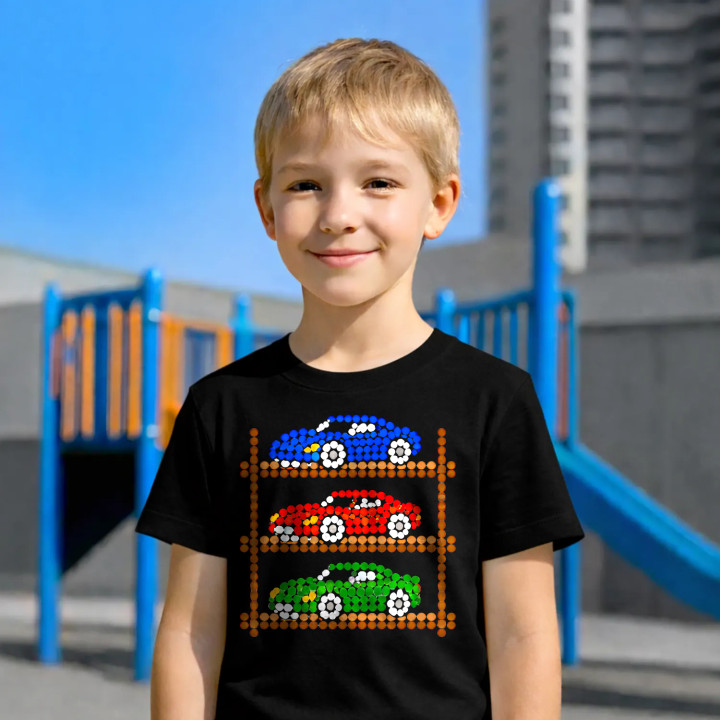 Modele de mașini din puncte - ziua punctului - tricou pentru copii