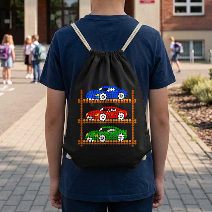 Modele de mașini din puncte - ziua punctului - sac cu șnur
