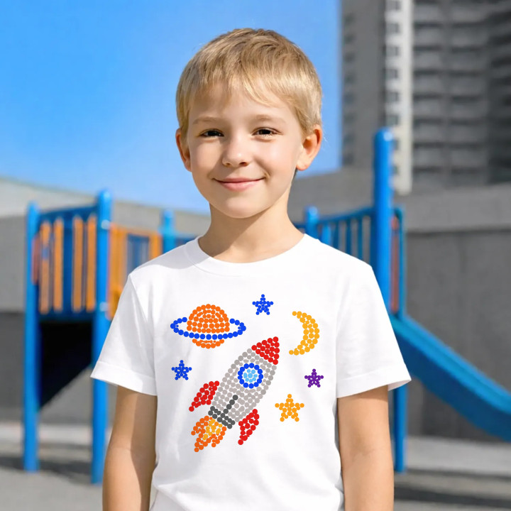 Rachetă și spațiu din puncte - ziua punctului - tricou pentru copii