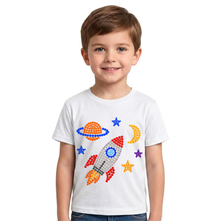 Rachetă și spațiu din puncte - ziua punctului - tricou pentru copii