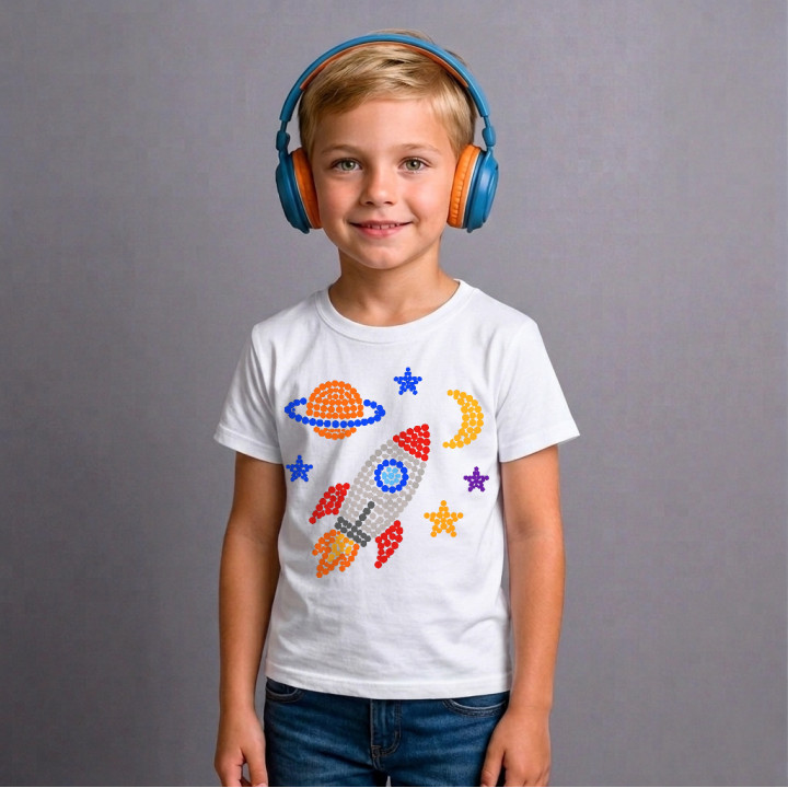 Rachetă și spațiu din puncte - ziua punctului - tricou pentru copii