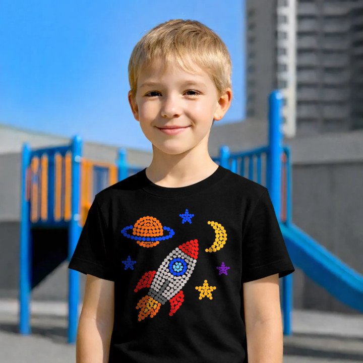 Rachetă și spațiu din puncte - ziua punctului - tricou pentru copii