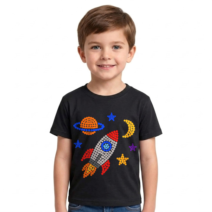 Rachetă și spațiu din puncte - ziua punctului - tricou pentru copii